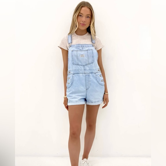 Levi's Denim - Levi's Shortalls Short Overalls- Light Wash, Size: Large
